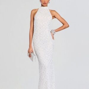 Retrofete Olivia Dress - hand beaded halter dress size small